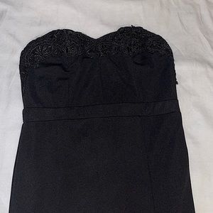 Black strapless gown